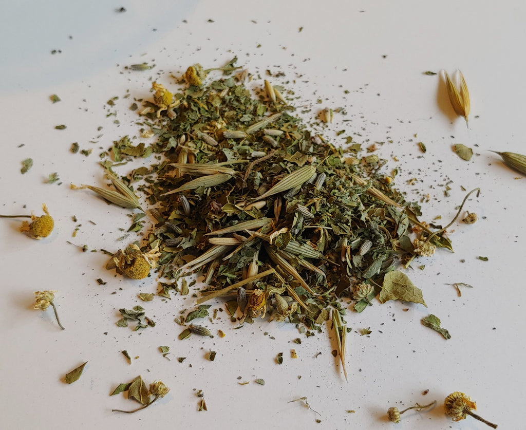 Chill Out Herbal Tea of Milky Oats, Holy Basil, Lemonbalm, Passionflower, Skullcap, Chamomile, and Lavender for Stress, Anxiety, Relaxation, and Sleep
