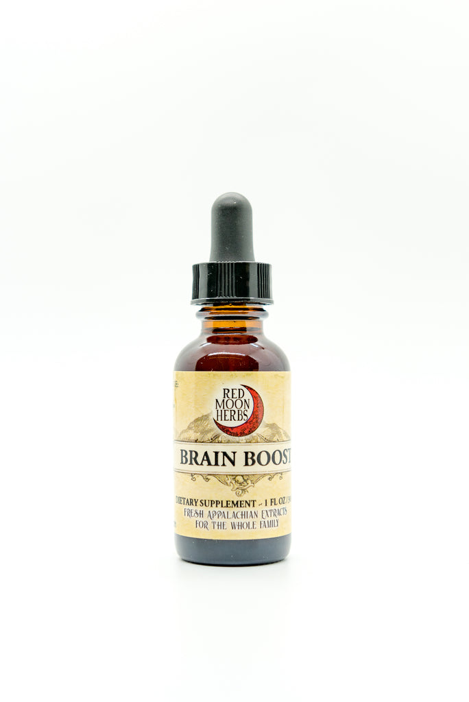 Brain Boost Tonic of Ginseng, Ginkgo, and Gotu Kola Herbal Extract Bottle for Mental Clarity and Memory