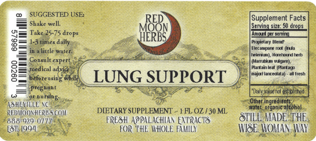 Lung Support Herbal Extract with Elecampane, Horehound, and Plantain Suggested Dosage and Supplement Facts
