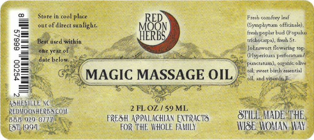 Magic Massage Herbal Oil with Comfrey, Poplar Bud, and St. John's Wort Suggested Uses and Ingredients