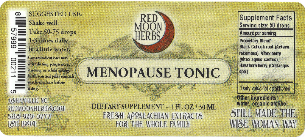 Menopause Tonic of Vitex, Black Cohosh, and Hawthorn Berry Herbal Extract Suggested Dosage and Supplement Facts