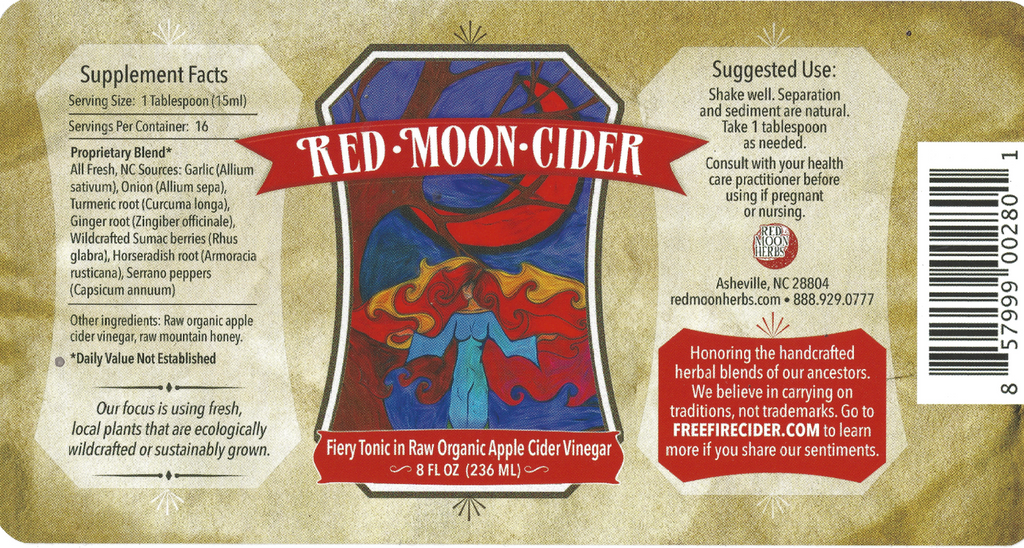 Red Moon Fire Cider Herbal Wellness Vinegar Tonic with Garlic, Ginger, and Turmeric