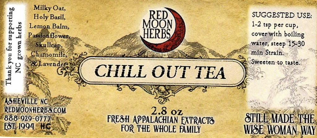 Chill Out Herbal Tea of Milky Oats, Holy Basil, Lemonbalm, Passionflower, Skullcap, Chamomile, and Lavender for Stress, Anxiety, Relaxation, and Sleep Suggested Use