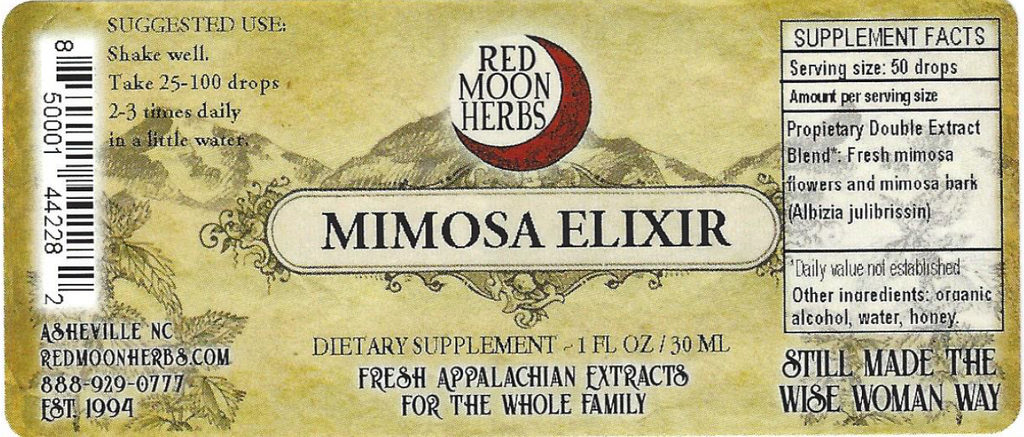 Mimosa Elixir (Albizia julibrissin) Herbal Extract Suggested Dosage and Supplement Facts