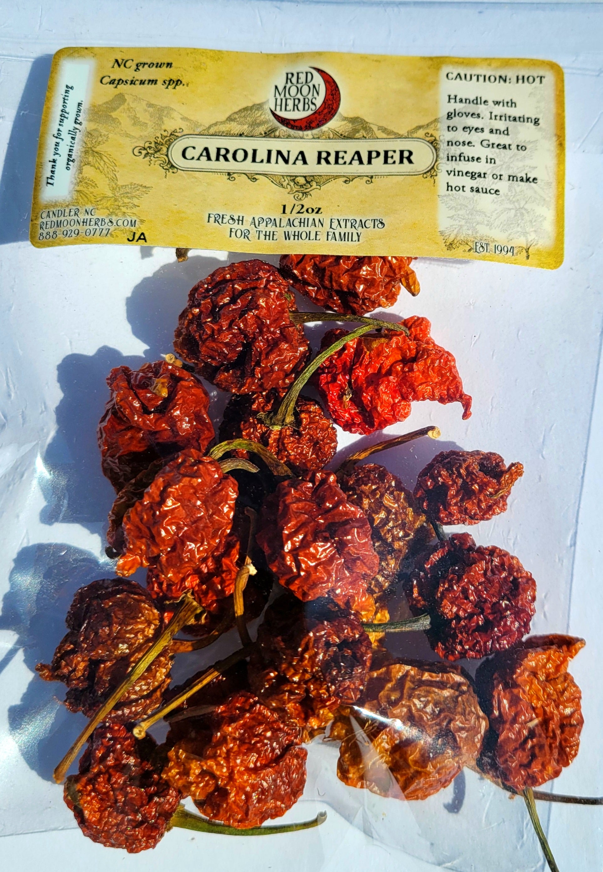Dried Carolina Reaper Peppers – Red Moon Herbs